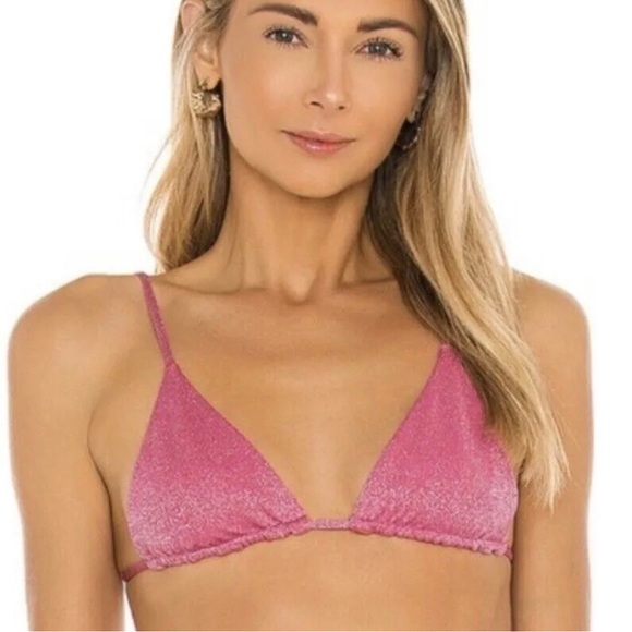 NWT Revolve L*space Brittany Bikini Top Bubblegum Pink Shimmer - Picture 13 of 13
